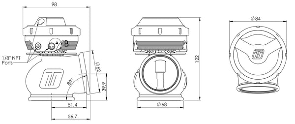 GenV ProGate WG50CG ‘Compressed Gas’ 5psi External Wastegate (Black)