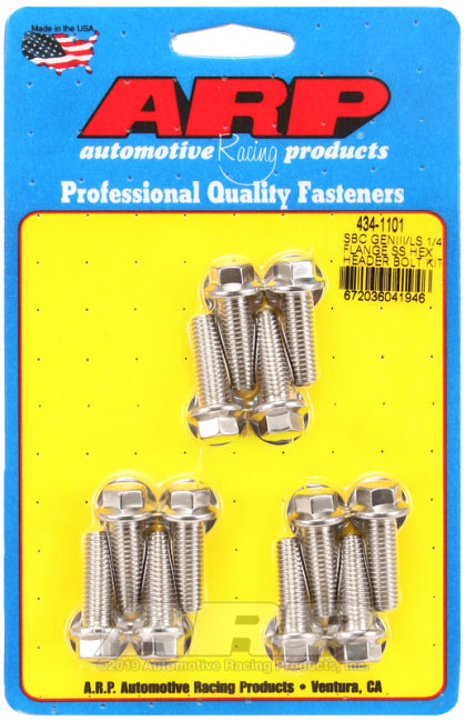 ARP SBC/GENIII LS 1/4 Flange SS Hex Header Bolt Kit:434-1101