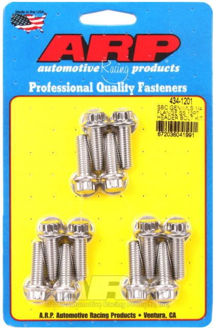 ARP Chevy SBC/GenIII LS 1/4in Flange SS 12pt Header Bolt Kit:434-1201