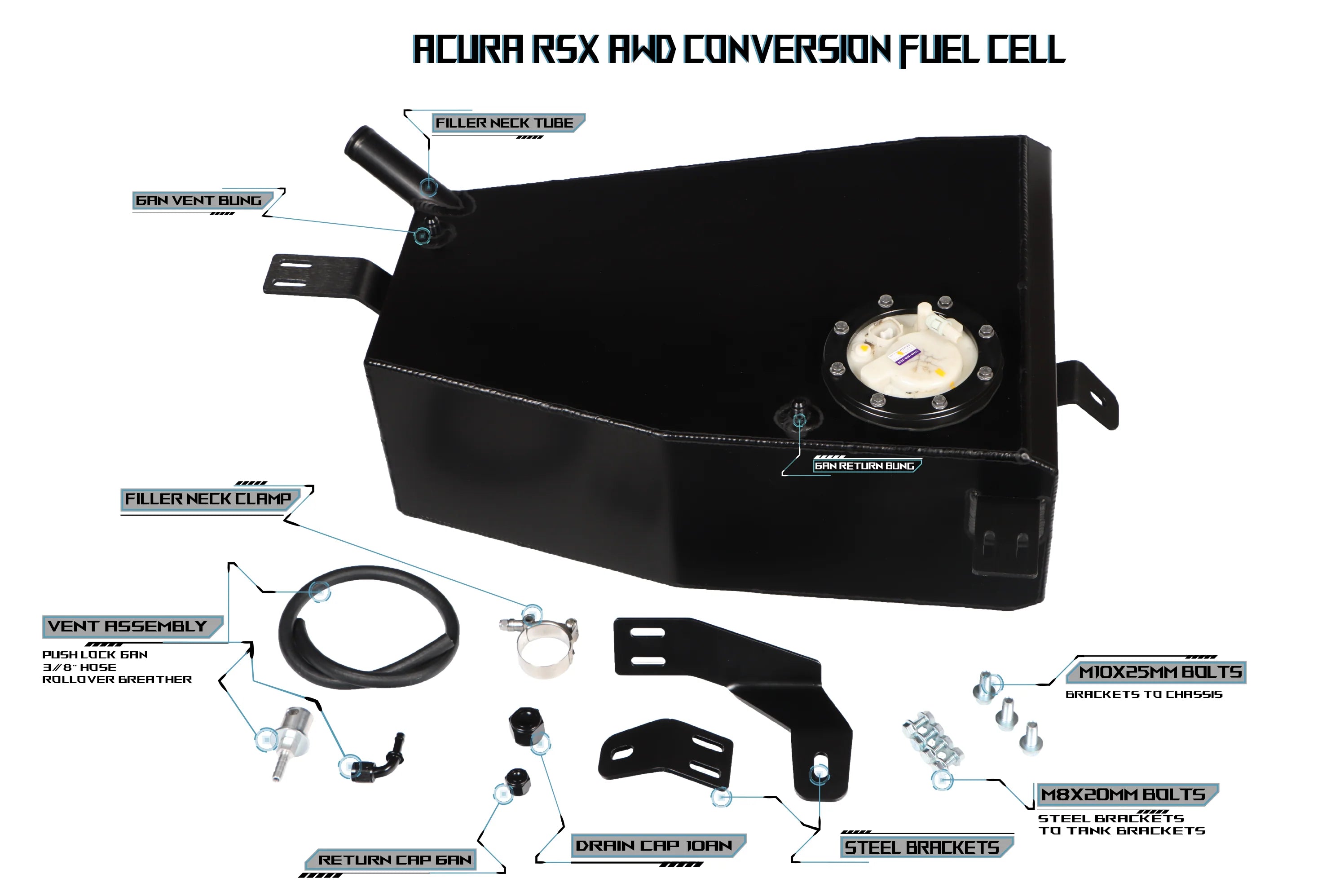 TFF Acura RSX - AWD Conversion Aluminum Fuel Tank