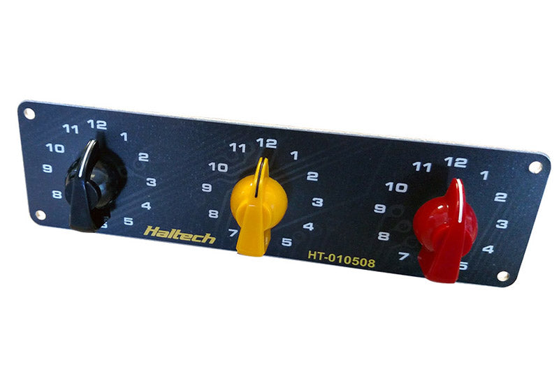 Haltech Triple Switch Panel w/Yellow & Red Knobs (HT-010508)