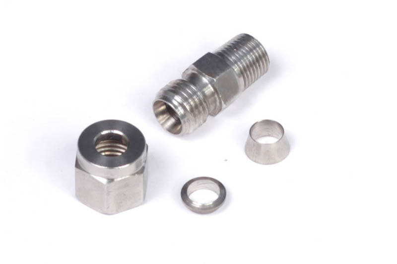 Haltech 1/4in Stainless Compression 1/8in NPT Thread Fitting Kit w/Nut & Ferrule (HT-010813)