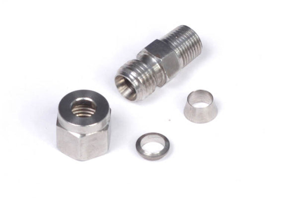 Haltech 1/4in Stainless Compression 1/8in NPT Thread Fitting Kit w/Nut & Ferrule (HT-010813)