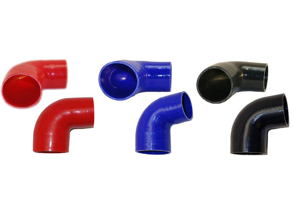 3-Inch 90 Degree Silicone Elbow Hose – Black/Red, Reinforced, For Intercooler/Turbo